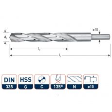 Rotec HSS-G Spiraalboor, SILVER-LINE, schacht Ø10 mm.