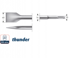 Rotec - SDS-plus spadebeitel, Thunder, 40 x 250 mm.