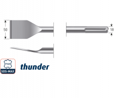 Rotec - SDS-max spadebeitel, gebogen, Thunder, 50 x 380 mm.