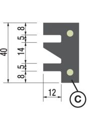 STARK HM profielmes 40 x 25 x 2 mm. type C (per stuk)