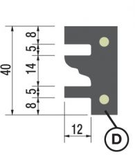 STARK HM profielmes 40 x 25 x 2 mm. type D (per stuk)