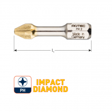 Impact bit PH1 30mm (Phillips), Diamond  (10st.)