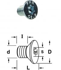 CMT conische torx bout (voor art 694.019), D=9, I=5, L=8, D4=M5