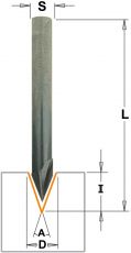 CMT graveerfrees Ø 6 x 10/50 mm. z=2, 45º, S=Ø6