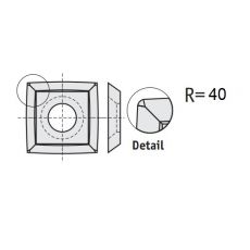 RStools keermessen 13,8 x 13,8 x 2,5 mm. R=40 +afgekant  (10 stuks)
