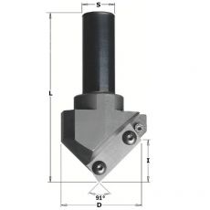 CMT - CNC V-groeffrees 91º met wisselmessen Ø52 mm. S=Ø 20 mm.