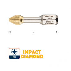 Impact bit PH2 30mm (Phillips), Diamond  (10st.)