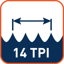 Variabele tandsteek 14 TPI (tanden per inch)