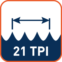 Variabele tandsteek 21 TPI (tanden per inch)