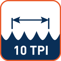 Variabele tandsteek 10 TPI (tanden per inch)