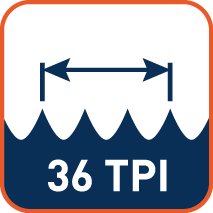 Variabele tandsteek 36 TPI (tanden per inch)