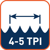 Variabele tandsteek 4-5 TPI (tanden per inch)