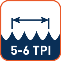 Variabele tandsteek 5-6 TPI (tanden per inch)