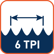 Variabele tandsteek 6 TPI (tanden per inch)