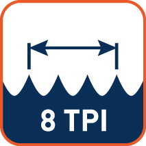 Variabele tandsteek 8 TPI (tanden per inch)